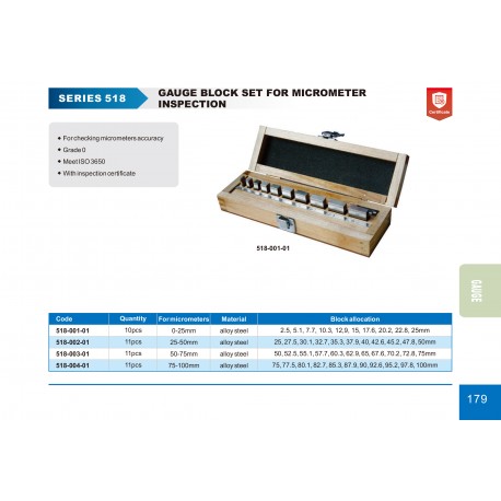 JUEGO BLOQUES MEDIDORES PARA INSPECCIÓN MICROMETRO